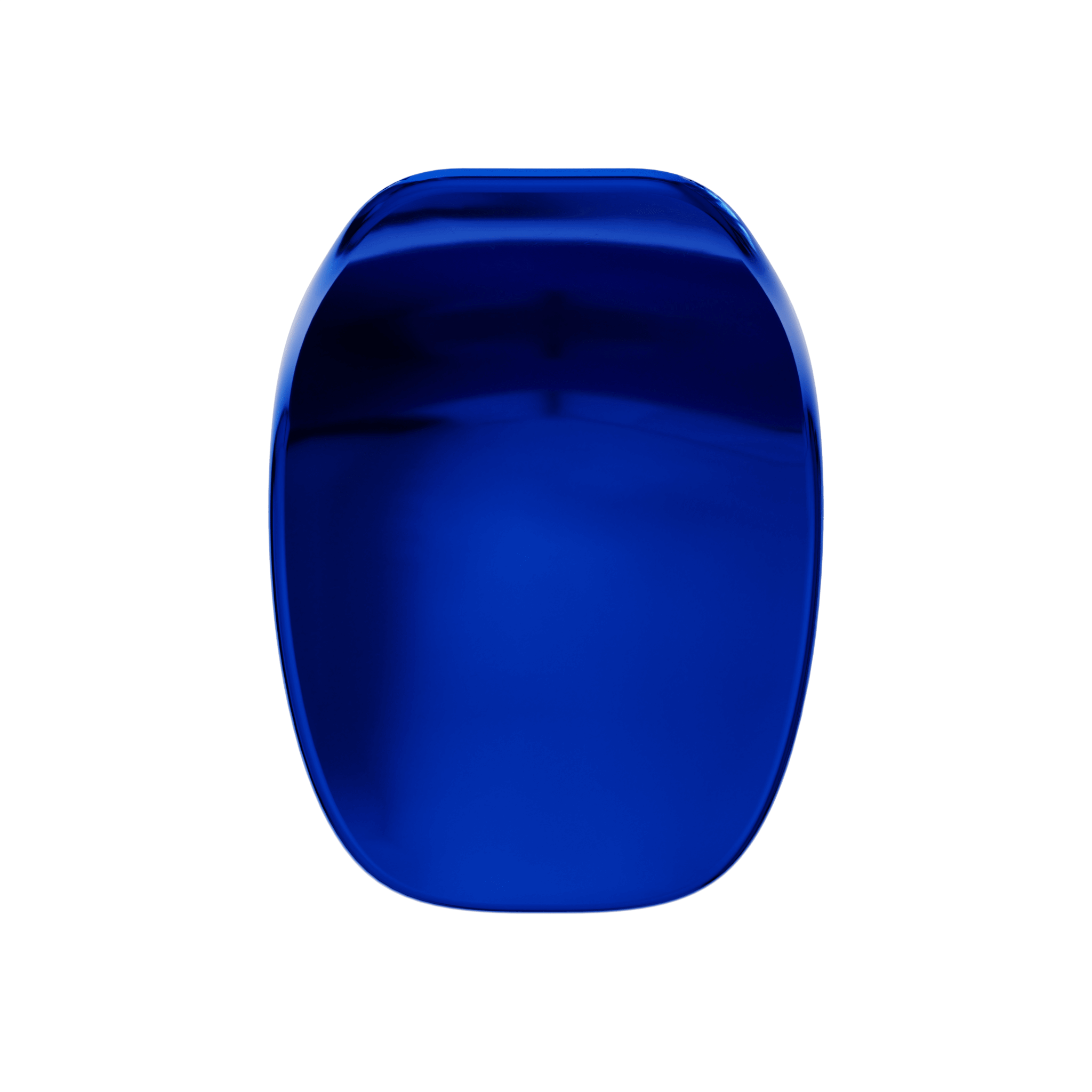 Top View Metallic Blue MicroShell Chair™, a 1/6 scale miniature mid-century modern collectible with a curved shell design.