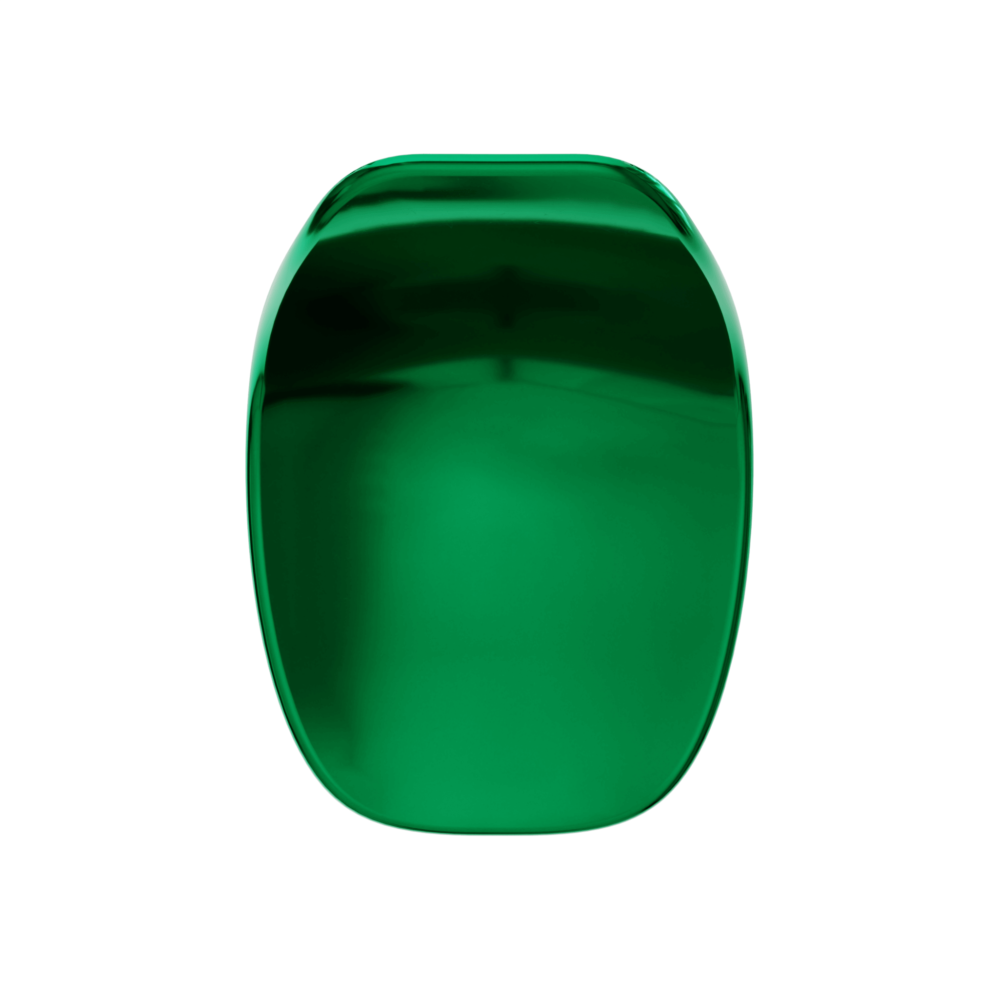 Top view Metallic Green MicroShell Chair™, a 1/6 scale miniature mid-century modern collectible with a curved shell design.