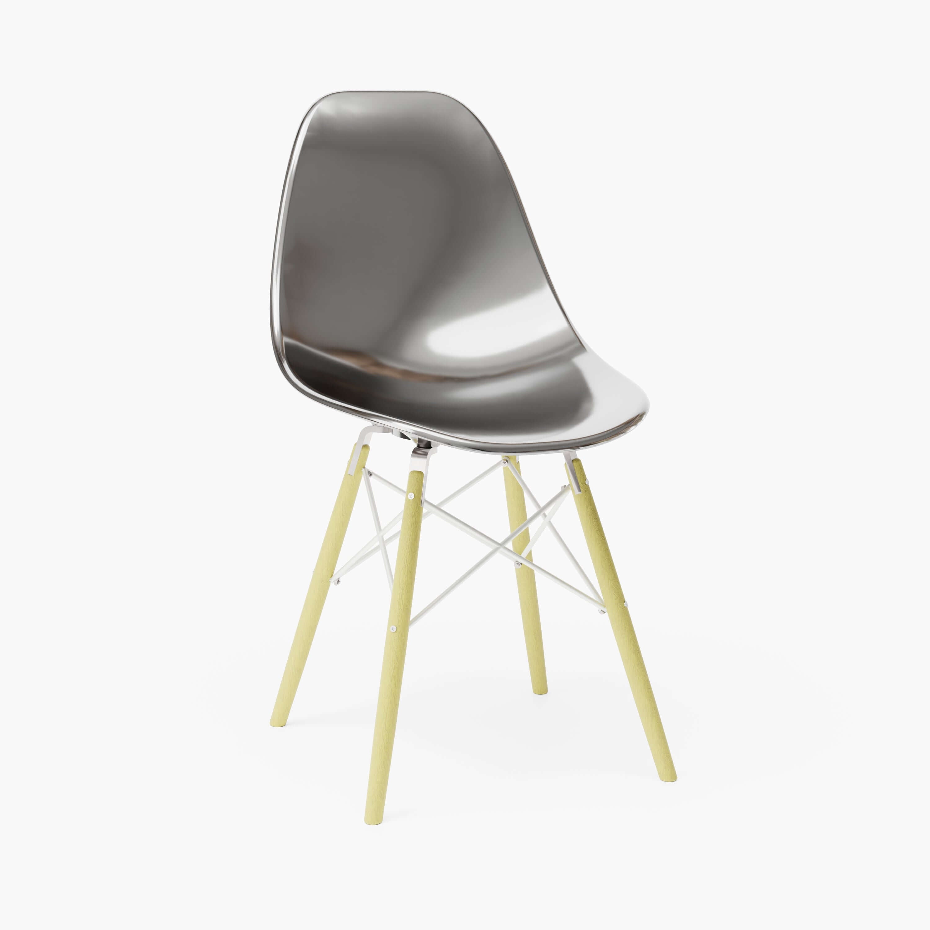 Metallic Slate MicroShell Chair™ 1/6 scale, mid-century modern miniature with curved shell seat, designer replica, desk accessory.