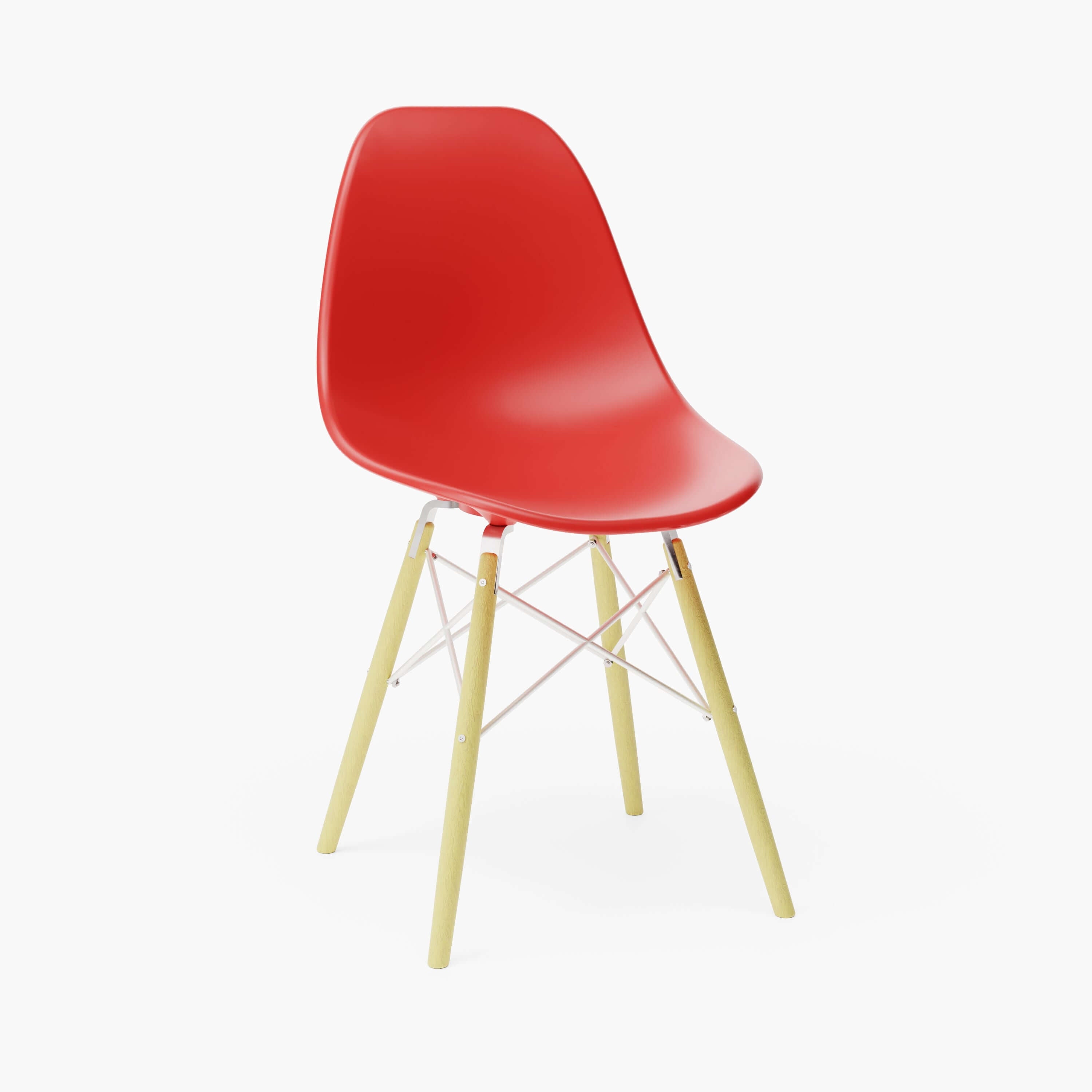 Red Orange MicroShell Chair™ 1/6 scale, mid-century modern miniature with curved shell seat, designer replica, desk accessory.