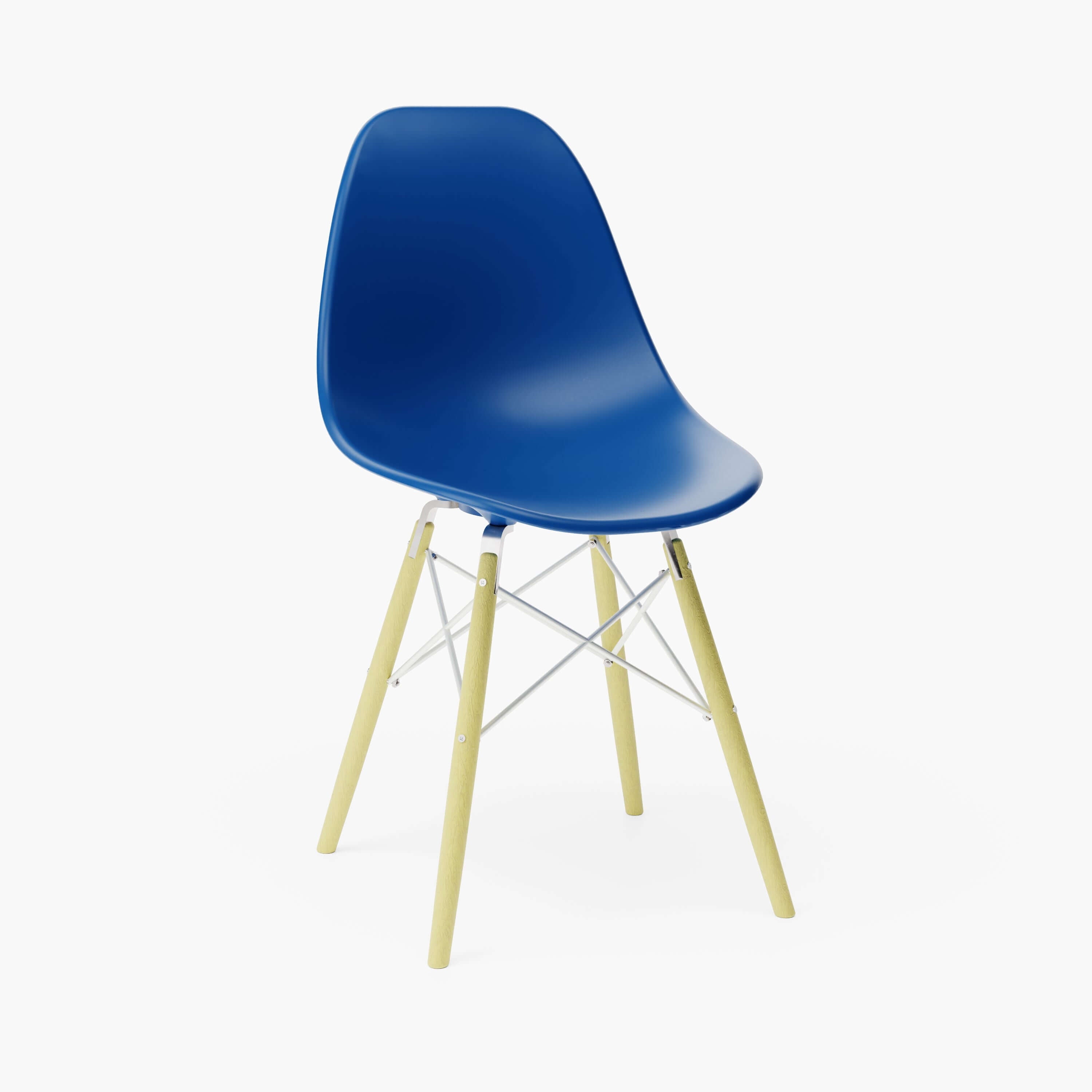 Ultramarine Blue MicroShell Chair™ 1/6 scale, mid-century modern miniature with curved shell seat, designer replica, desk accessory.