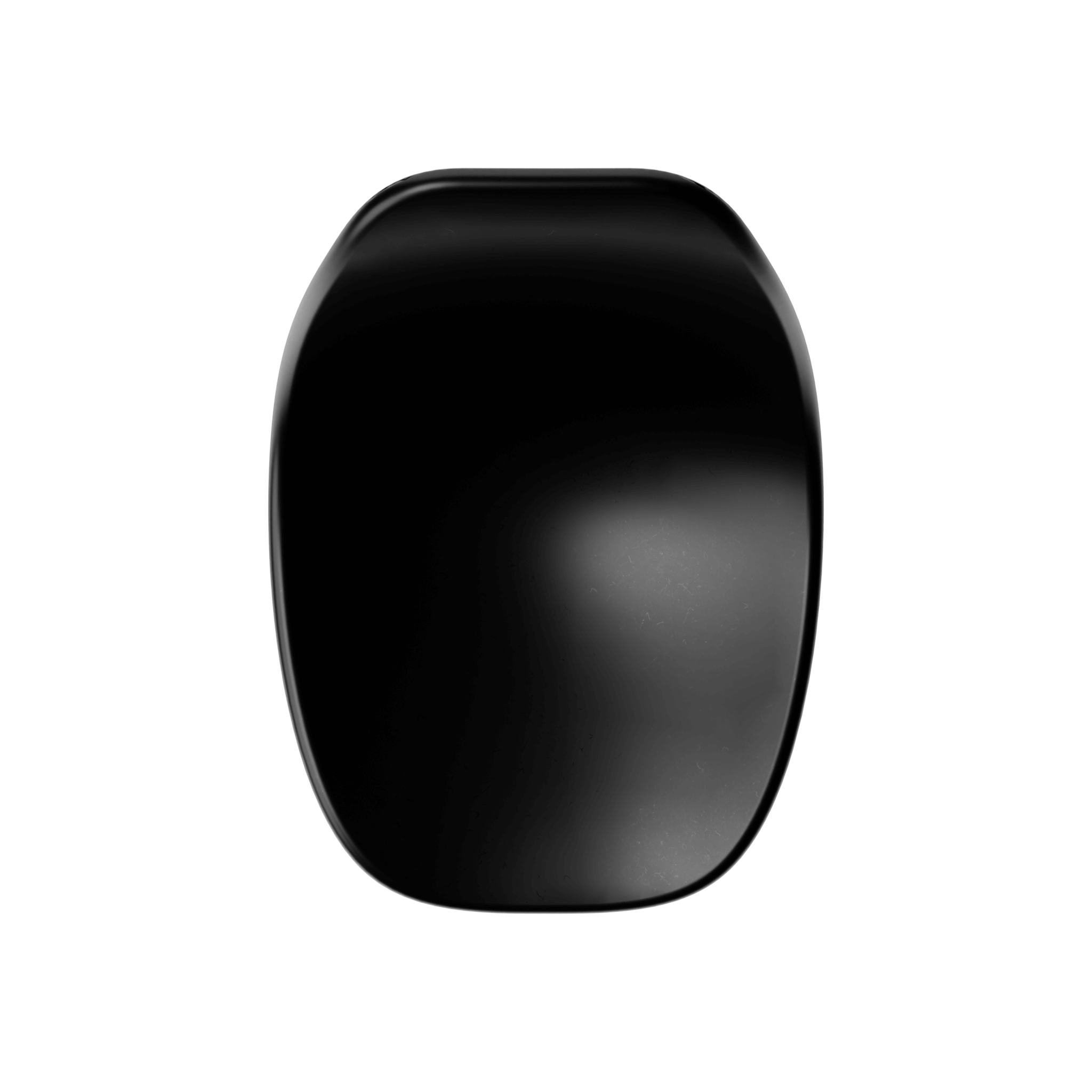 Top View Black MicroShell Chair™, a 1/6 scale miniature mid-century modern collectible with a curved shell design.