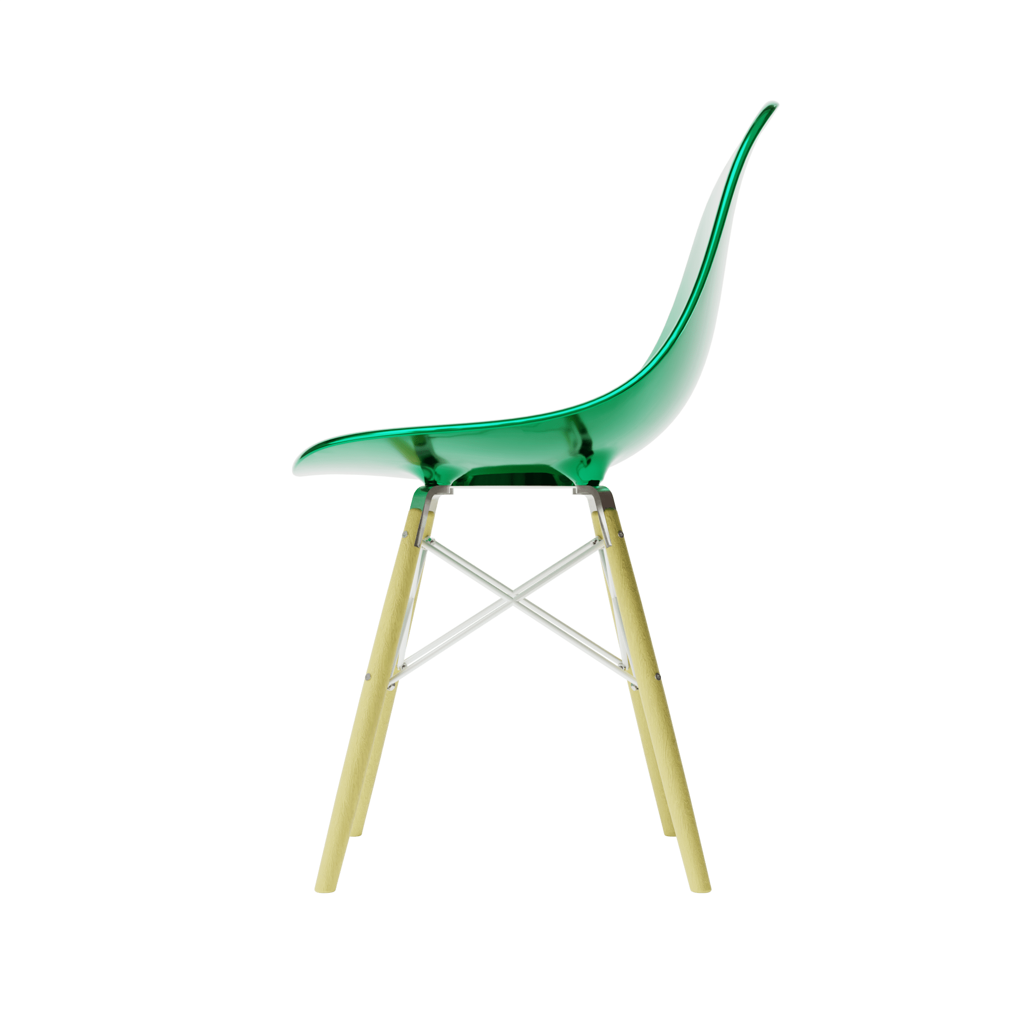 Metallic Green MicroShell Chair™ 1/6 scale, mid-century modern miniature with curved shell seat, designer replica, desk accessory.