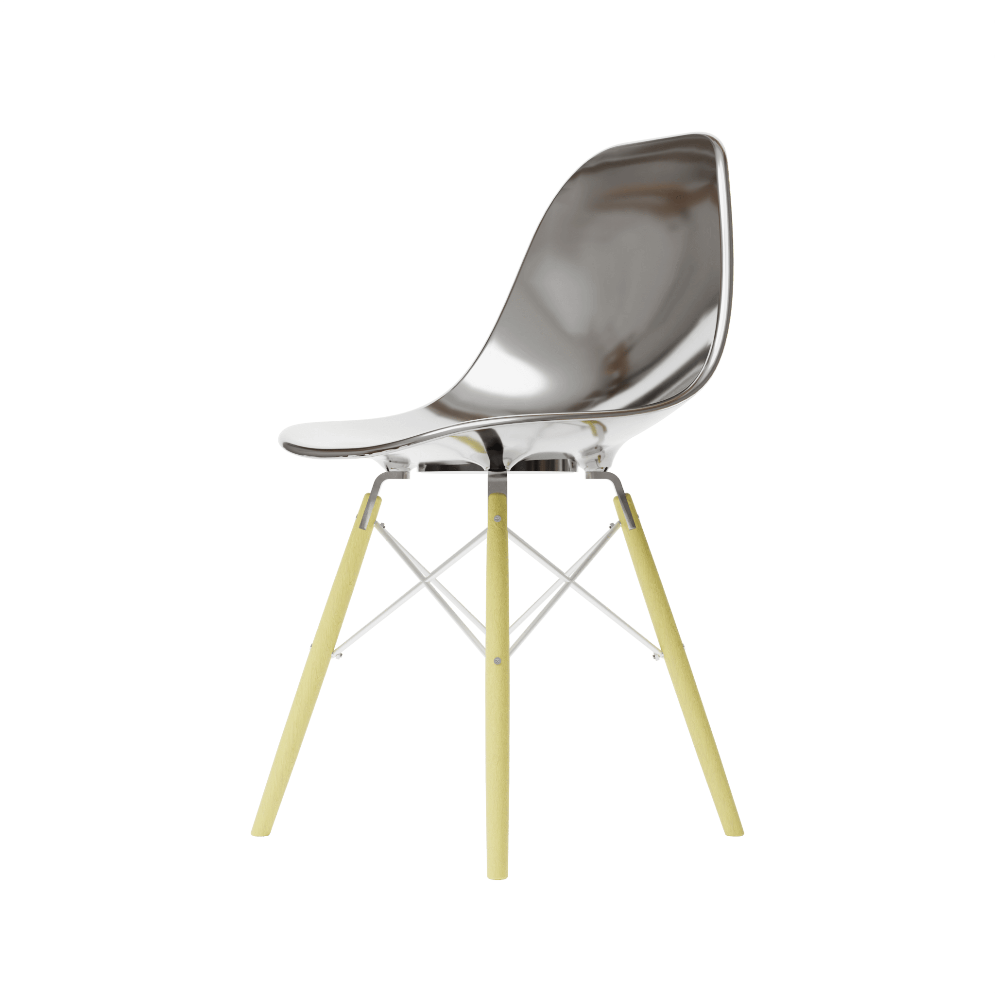 Side Metallic Slate MicroShell Chair, 1/6 scale, mid-century modern style, curved shell seat, designer replica, collector furniture accessory.