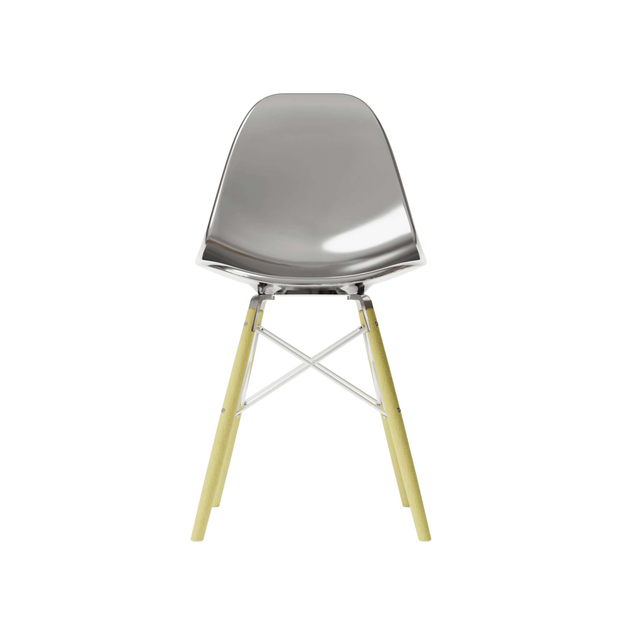 Front Metallic Slate MicroShell Chair™ miniature, 1/6 scale mid-century modern replica with curved shell seat, perfect for collector display.