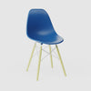 360-degree product rotation showing miniature Ultramarine Blue MicroShell Chair from every angle - front, sides, and back - highlighting curved shell design and scale details