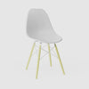 360-degree product rotation showing miniature White MicroShell Chair from every angle - front, sides, and back - highlighting curved shell design and scale details