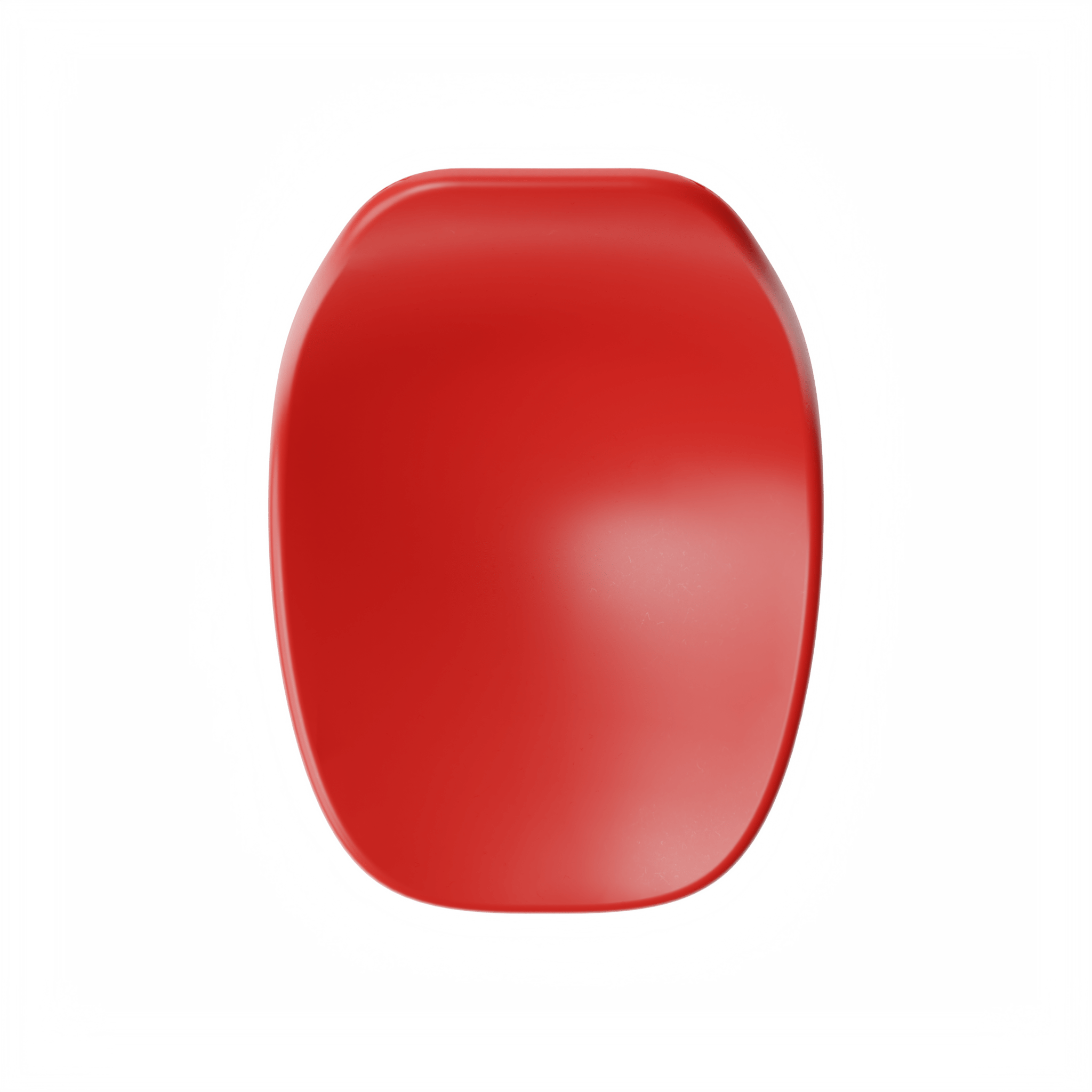 Top View Red Orange MicroShell Chair™, a 1/6 scale miniature mid-century modern collectible with a curved shell design.