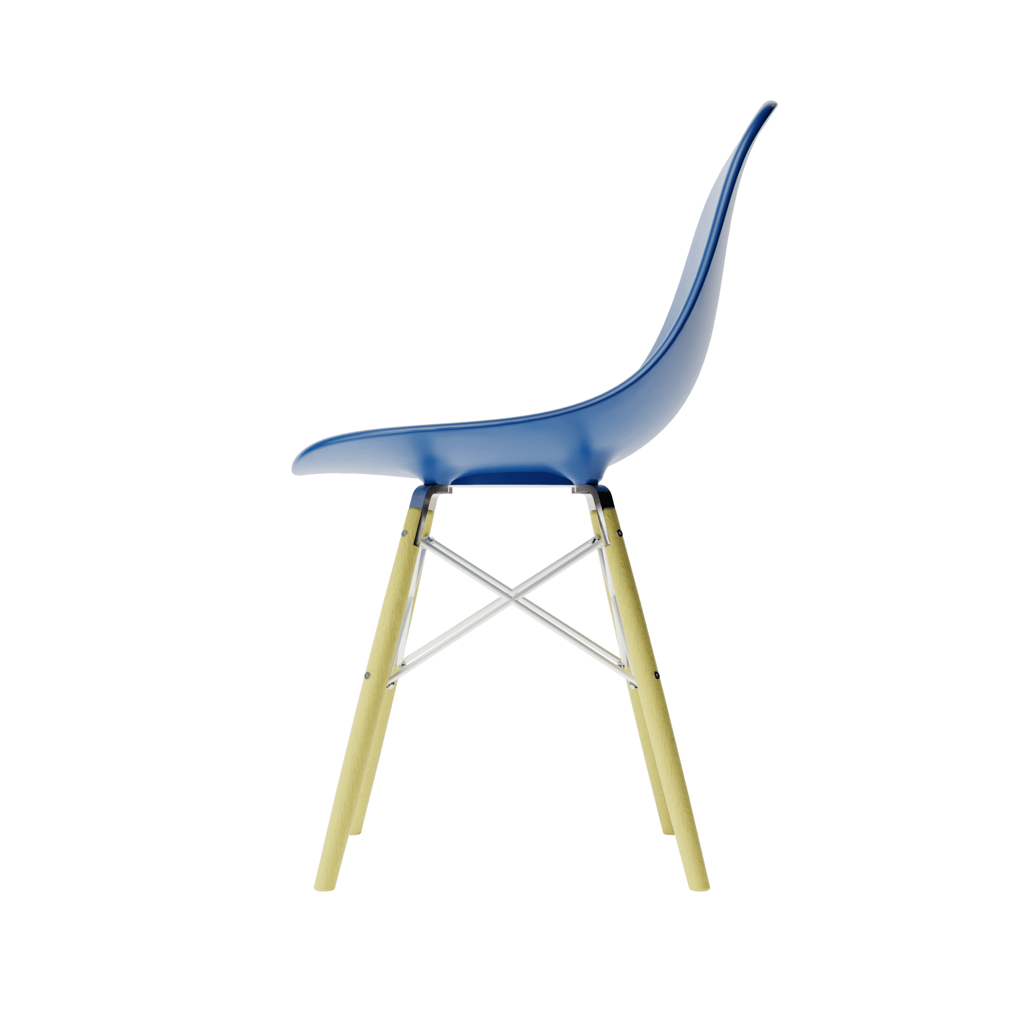 Ultramarine Blue MicroShell Chair™ 1/6 scale, mid-century modern miniature with curved shell seat, designer replica, desk accessory.