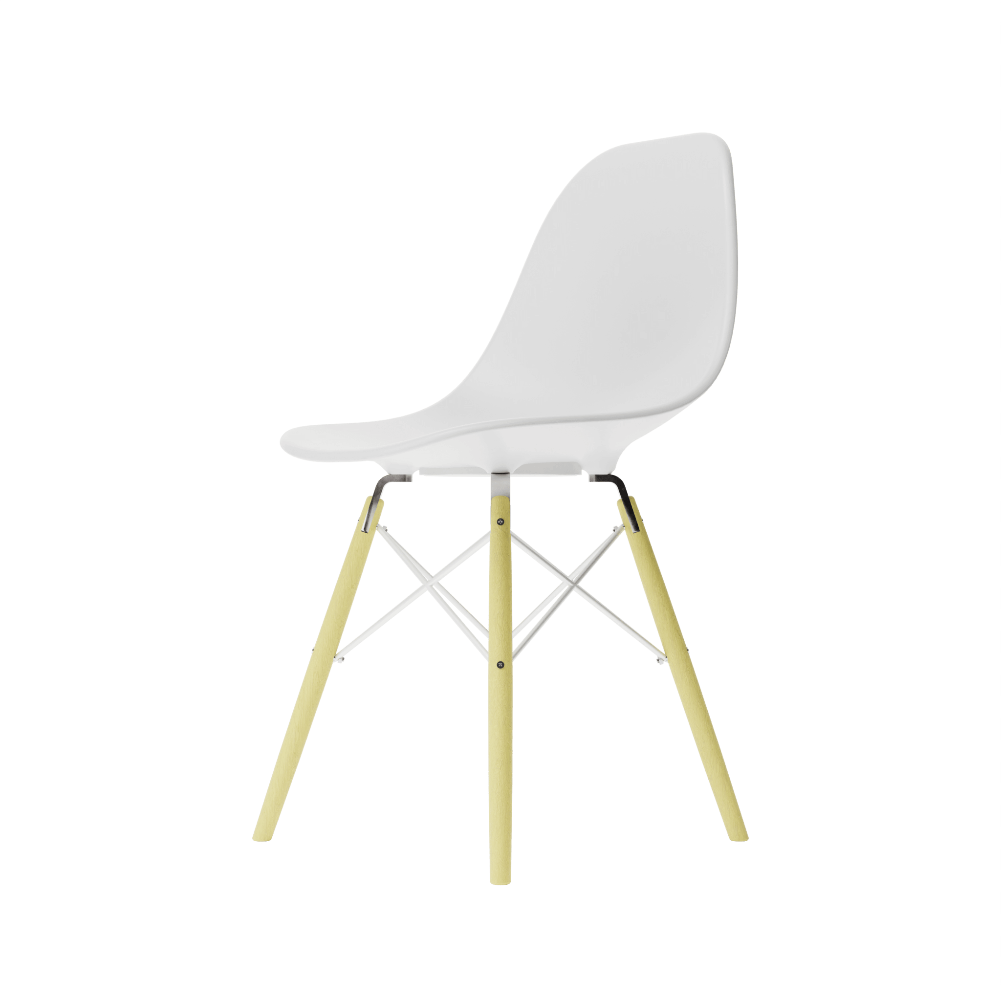 Side White MicroShell Chair, 1/6 scale, mid-century modern style, curved shell seat, designer replica, collector furniture accessory.